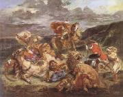 Eugene Delacroix The Lion Hunt (mk09) oil painting artist